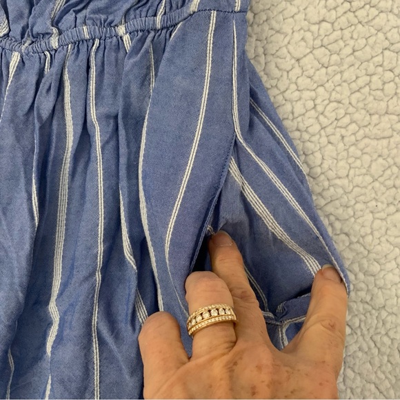 American Eagle Outfitters Dress Womens XS Blue White Stripe Pockets Summer - Picture 9 of 9